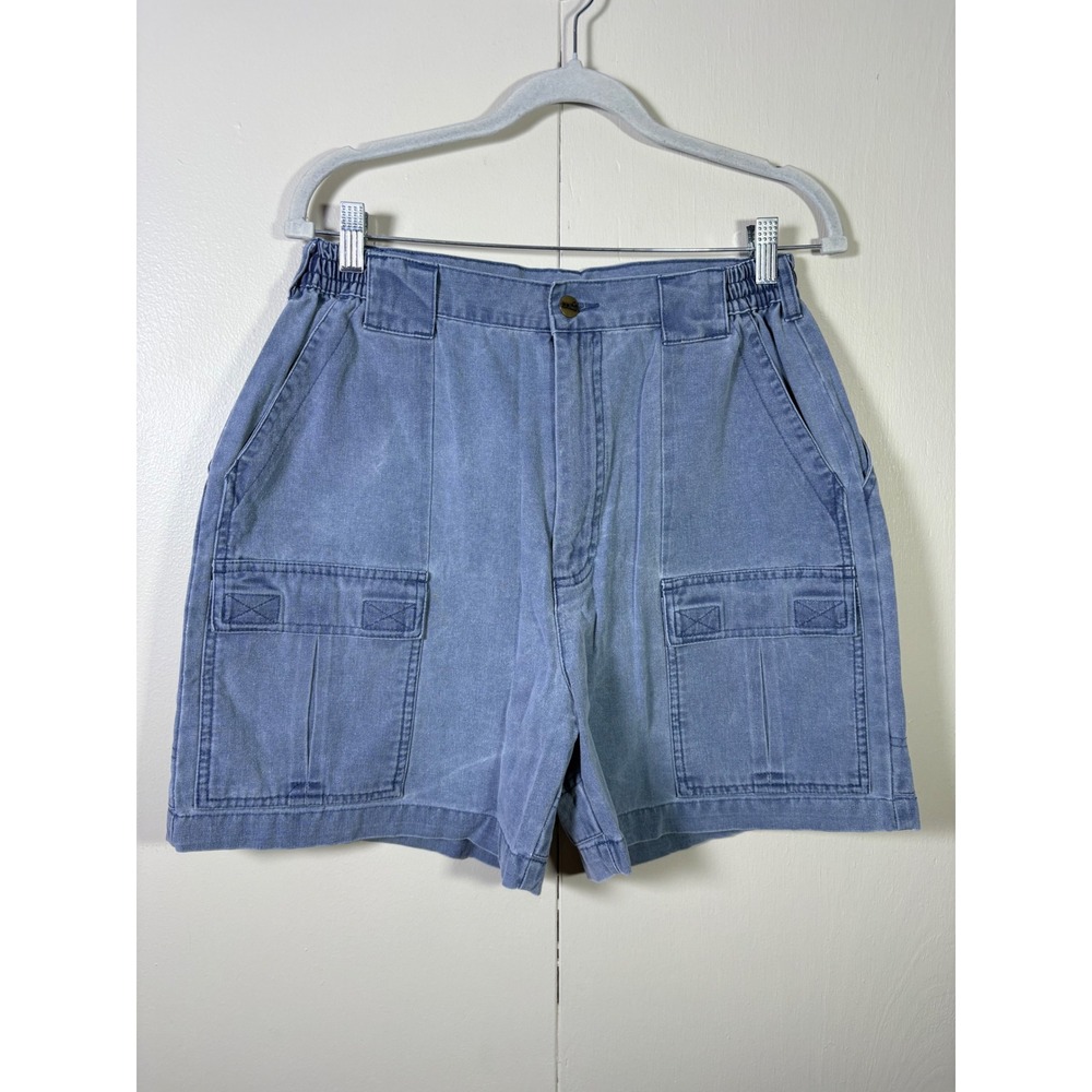 LL Bean Vtg Blue Cotton Canvas Cargo Shorts High Rise Gorpcore 12 Granola Girl